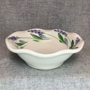 Emerson Creek Pottery Stoneware Frilly Bowl 6” Lavender Scalloped Studio 2009 VA